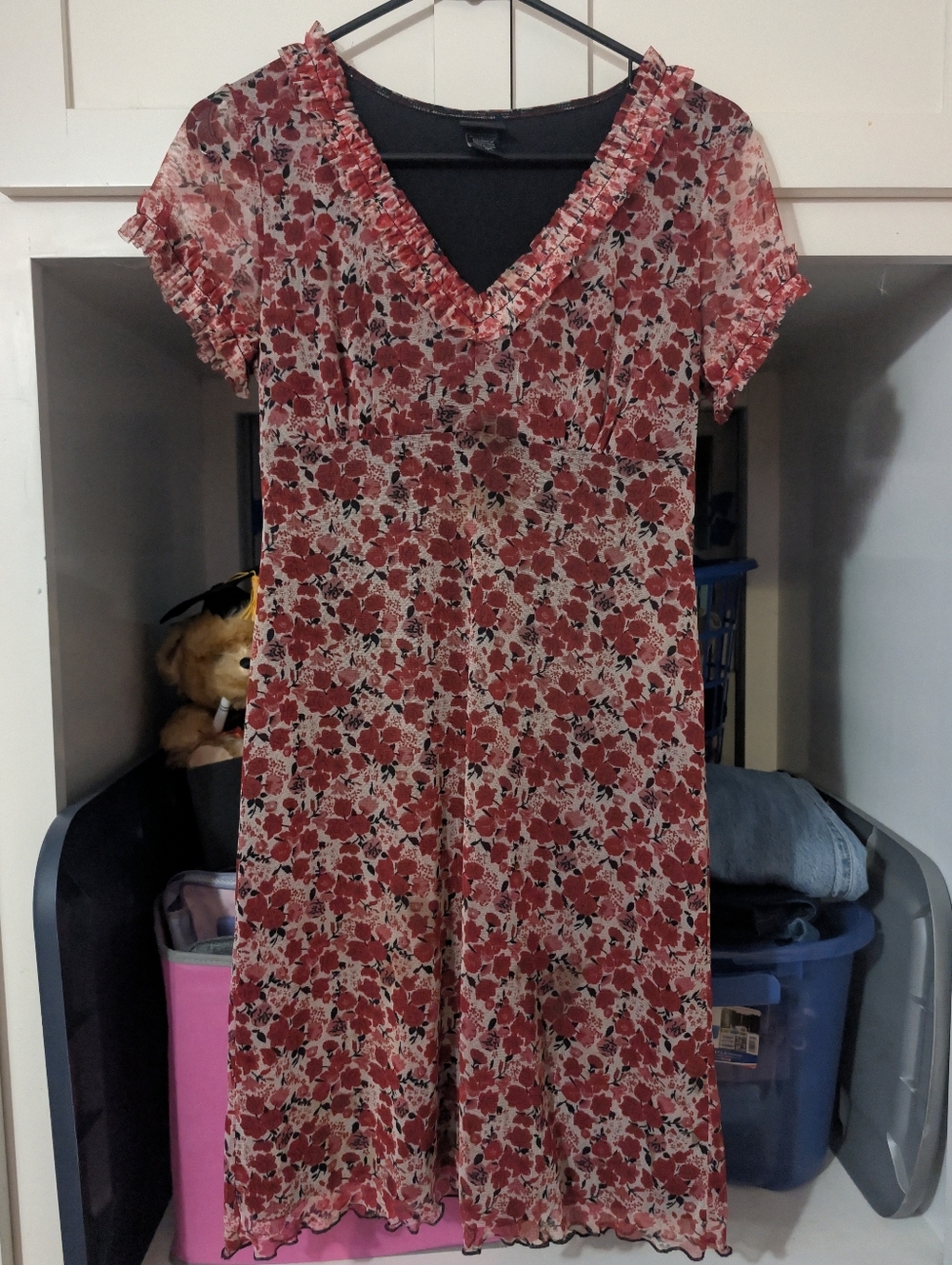 Y2K ruffle red & white dress